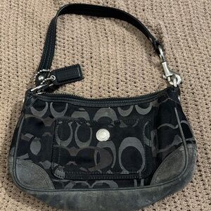 Coach Black and Gray Signature Shoulder Bag